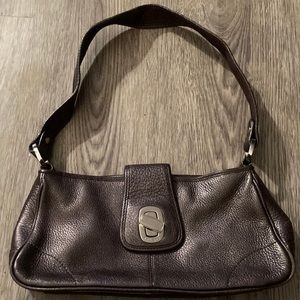 The Sak Pink Label 💯 % Leather Metallic Dark Silver/Brown Shoulder Purse 👛.